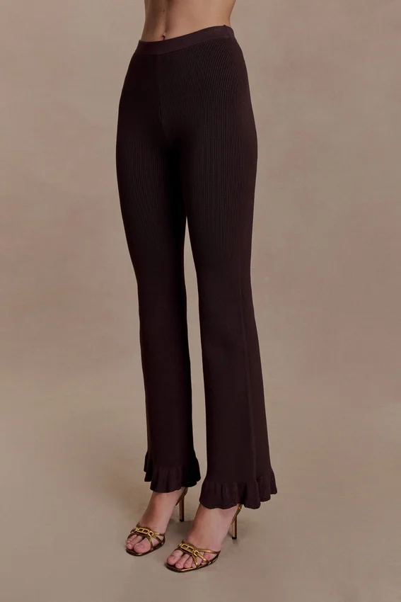 Suzie Ribbed Flared Pants – Chocolate Suzie Ribbed Flared Pants – Chocolate
