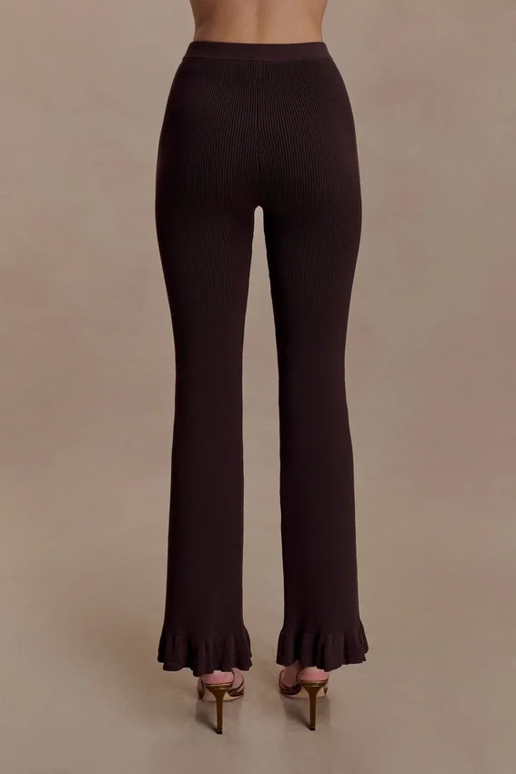 Suzie Ribbed Flared Pants – Chocolate Suzie Ribbed Flared Pants – Chocolate