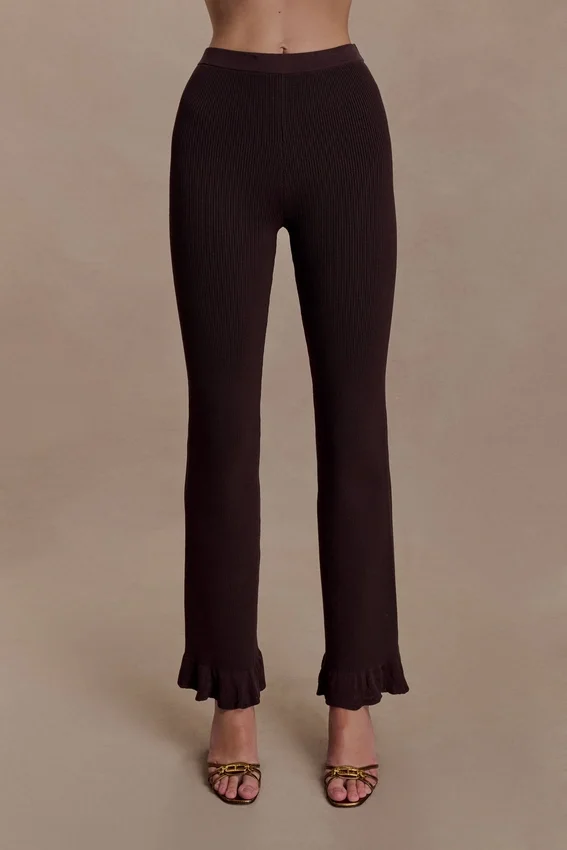 Suzie Ribbed Flared Pants – Chocolate Suzie Ribbed Flared Pants – Chocolate