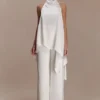 Sydney Asymmetrical Satin Halter Top – Ivory Sydney Asymmetrical Satin Halter Top – Ivory