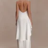 Sydney Asymmetrical Satin Halter Top – Ivory Sydney Asymmetrical Satin Halter Top – Ivory