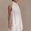 Sydney Asymmetrical Satin Halter Top – Ivory Sydney Asymmetrical Satin Halter Top – Ivory