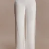 Sydney Straight Leg Satin Pants – Ivory