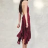 Sylvie Lurex Hankie Midi Dress – Wine