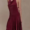 Sylvie Lurex Hankie Midi Dress – Wine