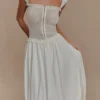 Tahlia Pointelle Knit Midi Dress – White Tahlia Pointelle Knit Midi Dress – White