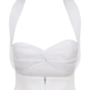 Talia Chiffon And Linen Halter Top – White