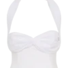 Talia Chiffon And Linen Halter Top – White