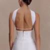 Talia Chiffon And Linen Halter Top – White