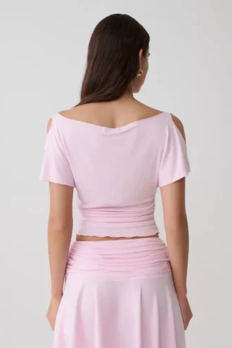Talise Modal Flounce Short Sleeve Top – Ballet Pink