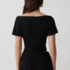 Talise Modal Flounce Short Sleeve Top – Black