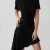Talise Modal Flounce Short Sleeve Top – Black