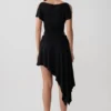 Talise Modal Flounce Short Sleeve Top – Black