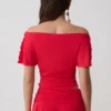 Talise Modal Flounce Short Sleeve Top – Red