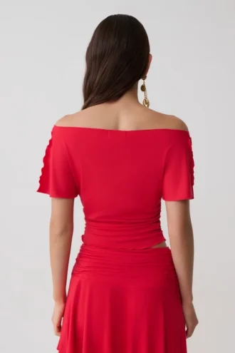 Talise Modal Flounce Short Sleeve Top – Red