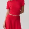 Talise Modal Flounce Short Sleeve Top – Red