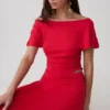 Talise Modal Flounce Short Sleeve Top – Red