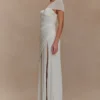 Tamara Shirred Chiffon Midi Dress – White Tamara Shirred Chiffon Midi Dress – White
