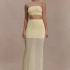 Tanyel Sheer And Bandage Knit Maxi Skirt – Lemon Tanyel Sheer And Bandage Knit Maxi Skirt – Lemon