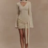 Taron Knit Mini Dress With Scarf – Cream Taron Knit Mini Dress With Scarf – Cream