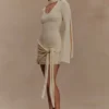 Taron Knit Mini Dress With Scarf – Cream Taron Knit Mini Dress With Scarf – Cream