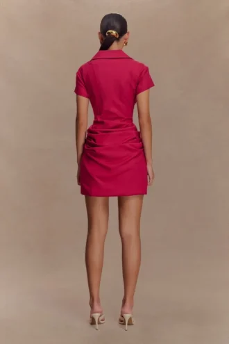Tarryn Collared Cotton Mini Dress – Dragonfruit