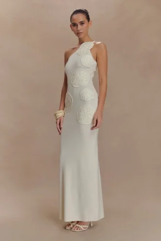Teneika Crochet Knit Maxi Dress – Ivory