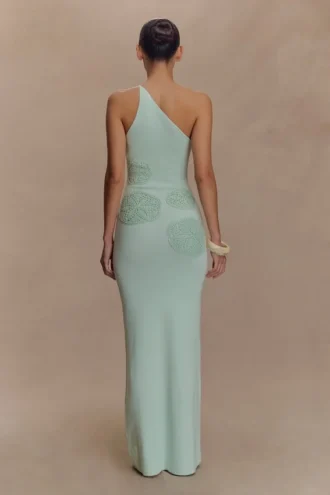 Teneika Crochet Knit Maxi Dress – Light Aqua