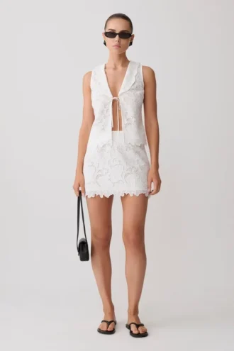 Tessa Broderie Mini Skirt – White