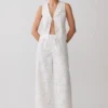 Tessa Broderie Straight Leg Pants – White