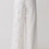 Tessa Broderie Straight Leg Pants – White