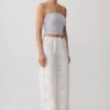 Tessa Broderie Straight Leg Pants – White