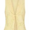 Tessa Broderie Tie Front Sleeveless Top – Lemon