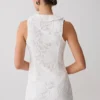 Tessa Broderie Tie Front Sleeveless Top – White