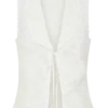 Tessa Broderie Tie Front Sleeveless Top – White