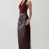Thalia Croc Faux Leather Midi Skirt – Merlot Thalia Croc Faux Leather Midi Skirt – Merlot