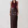 Thalia Croc Faux Leather Midi Skirt – Merlot Thalia Croc Faux Leather Midi Skirt – Merlot