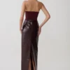 Thalia Croc Faux Leather Midi Skirt – Merlot Thalia Croc Faux Leather Midi Skirt – Merlot