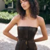 Thalia Faux Leather Boned Corset – Dark Chocolate Thalia Faux Leather Boned Corset – Dark Chocolate