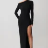 Thalyn Crepe Maxi Dress With Split – Black Thalyn Crepe Maxi Dress With Split – Black