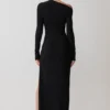 Thalyn Crepe Maxi Dress With Split – Black Thalyn Crepe Maxi Dress With Split – Black