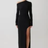 Thalyn Crepe Maxi Dress With Split – Black Thalyn Crepe Maxi Dress With Split – Black
