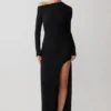 Thalyn Crepe Maxi Dress With Split – Black Thalyn Crepe Maxi Dress With Split – Black