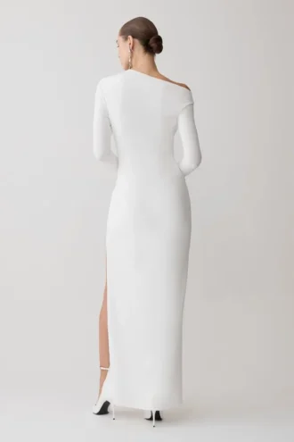 Thalyn Crepe Maxi Dress With Split – White