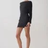 Thao Long Sleeve Gathered Mini Dress – Dark Charcoal