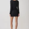 Thao Long Sleeve Gathered Mini Dress – Dark Charcoal