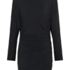 Thao Long Sleeve Gathered Mini Dress – Dark Charcoal