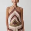 Thea Halter Chiffon Sleeveless Top – Multi Stripe Thea Halter Chiffon Sleeveless Top – Multi Stripe