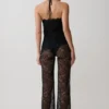 Theodosia Asymmetric Lace Halter Top – Black