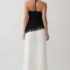 Theodosia Asymmetric Lace Halter Top – Black